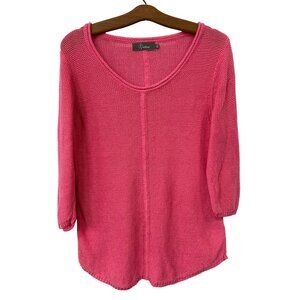 Willow Open Weave Sweater Size Large Pink Cozy Knit Beach Cover Up Resort Chic